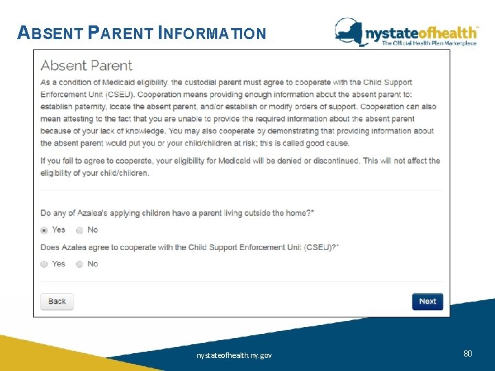 ABSENT PARENT INFORMATION nystateofhealth. ny. gov 80 