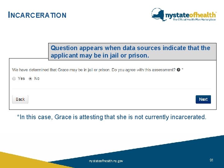 INCARCERATION Question appears when data sources indicate that the applicant may be in jail