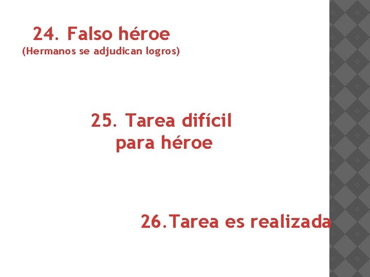 24. Falso héroe (Hermanos se adjudican logros) 25. Tarea difícil para héroe 26. Tarea