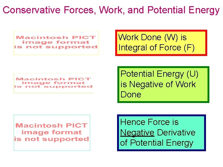 Conservative Forces, Work, and Potential Energy Work Done (W) is Integral of Force (F)