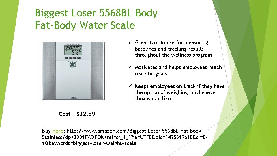 Biggest Loser 5568 BL Body Fat-Body Water Scale ü Great tool to use for