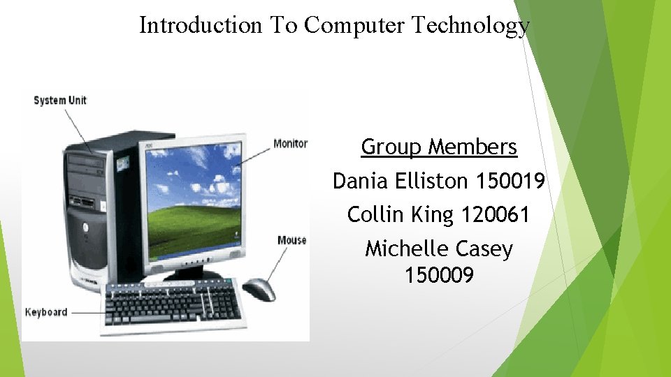 Introduction To Computer Technology Group Members Dania Elliston 150019 Collin King 120061 Michelle Casey
