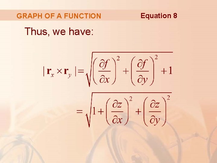 GRAPH OF A FUNCTION Thus, we have: Equation 8 