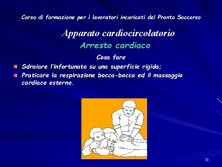 Corso di formazione per i lavoratori incaricati del Pronto Soccorso Apparato cardiocircolatorio Arresto cardiaco