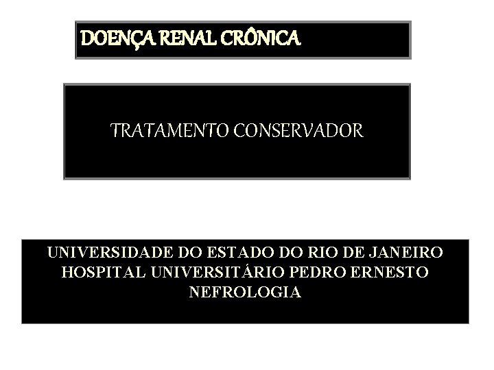 DOENÇA RENAL CRÔNICA TRATAMENTO CONSERVADOR UNIVERSIDADE DO ESTADO DO RIO DE JANEIRO HOSPITAL UNIVERSITÁRIO