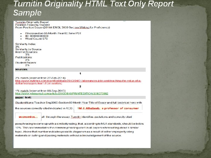 Turnitin Originality HTML Text Only Report Sample Turnitin Originality HTML Text Only Report Sample