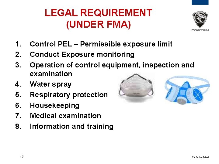 LEGAL REQUIREMENT (UNDER FMA) 1. 2. 3. 4. 5. 6. 7. 8. 46 Control