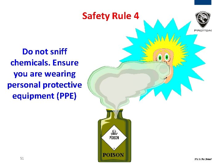 Safety Rule 4 Do not sniff chemicals. Ensure you are wearing personal protective equipment
