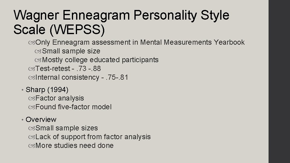 Wagner Enneagram Personality Style Scale (WEPSS) Only Enneagram assessment in Mental Measurements Yearbook Small