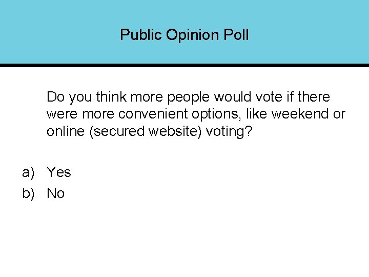 Public Opinion Poll Do you think more people would vote if there were more