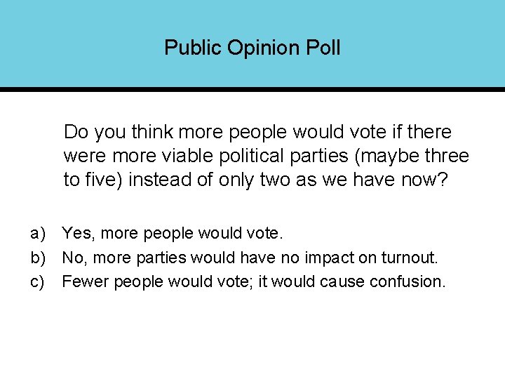 Public Opinion Poll Do you think more people would vote if there were more