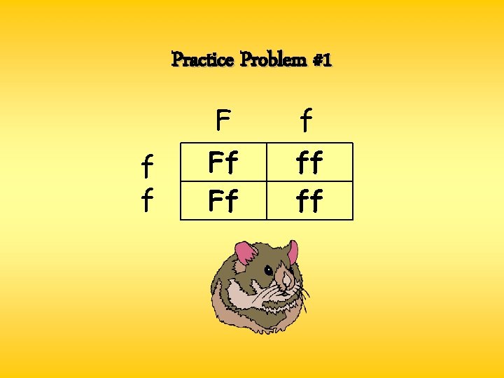 Practice Problem #1 f f F Ff Ff f ff ff Practice Problem #1 f f F Ff Ff f ff ff
