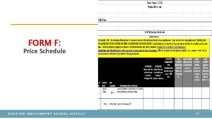 FORM F: Price Schedule 18 FORM F: Price Schedule 18
