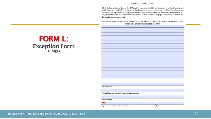 FORM L: Exception Form (1 page) 26 