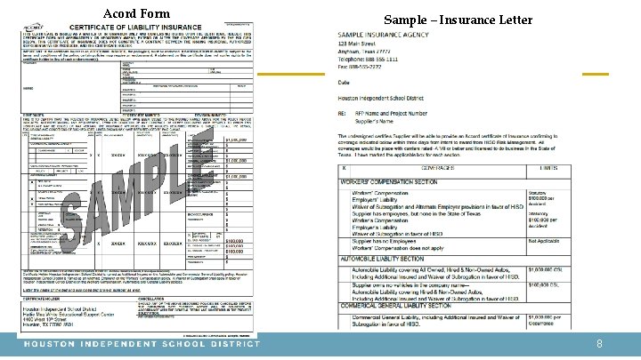 Acord Form Sample – Insurance Letter 8 