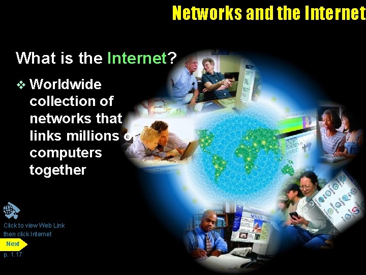 Networks and the Internet What is the Internet? v Worldwide collection of networks that