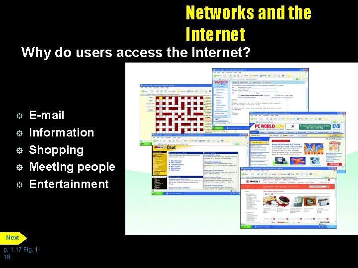Networks and the Internet Why do users access the Internet? ° ° ° E-mail