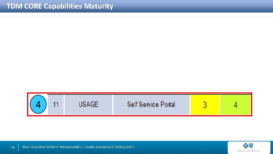 TDM CORE Capabilities Maturity 4 18 Blue Cross Blue Shield of Massachusetts | Quality