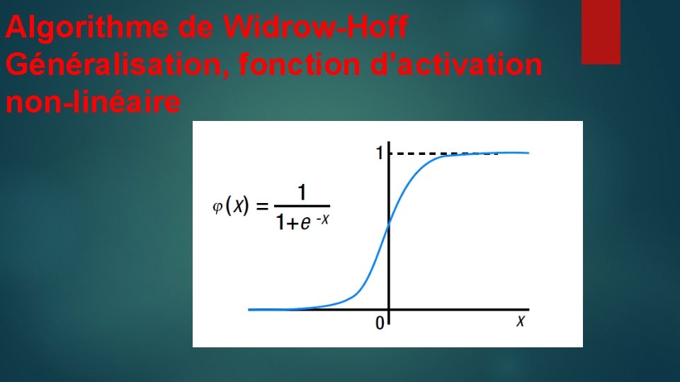 Algorithme de Widrow-Hoff Généralisation, fonction d’activation non-linéaire 