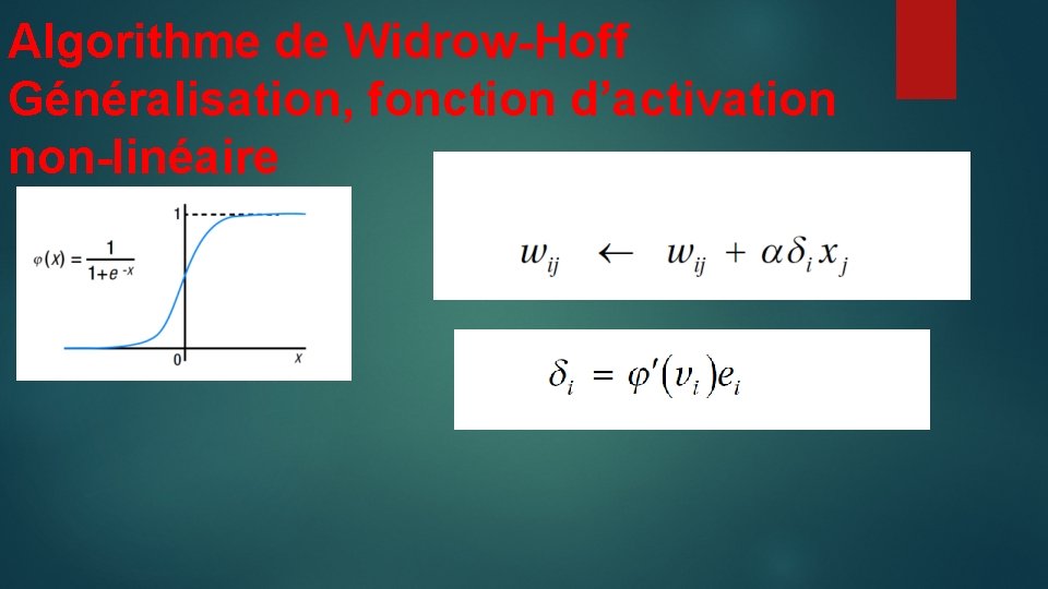Algorithme de Widrow-Hoff Généralisation, fonction d’activation non-linéaire 