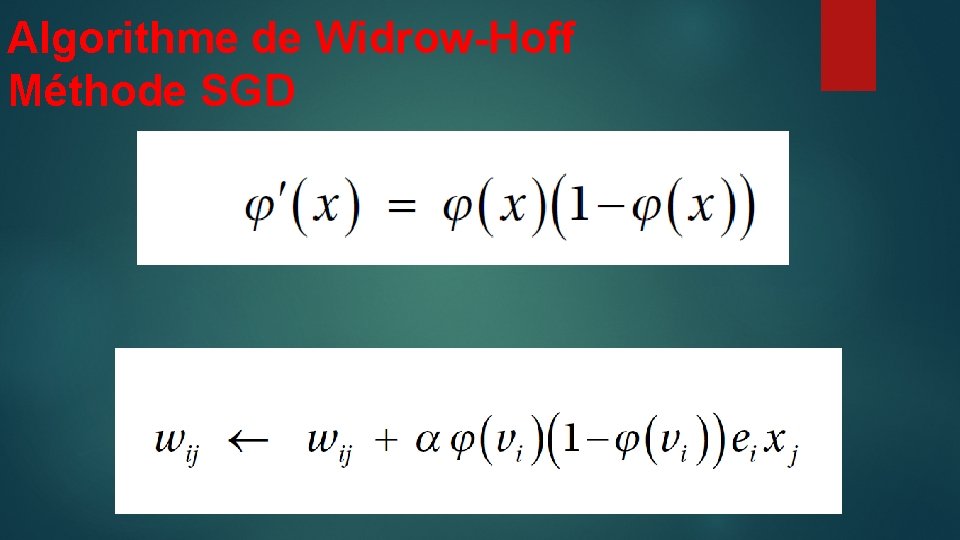 Algorithme de Widrow-Hoff Méthode SGD 