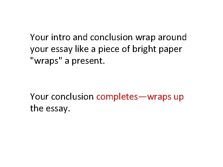 Your intro and conclusion wrap around your essay like a piece of bright paper