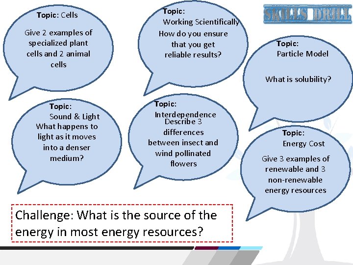 Topic: Cells Give 2 examples of specialized plant cells and 2 animal cells Topic: