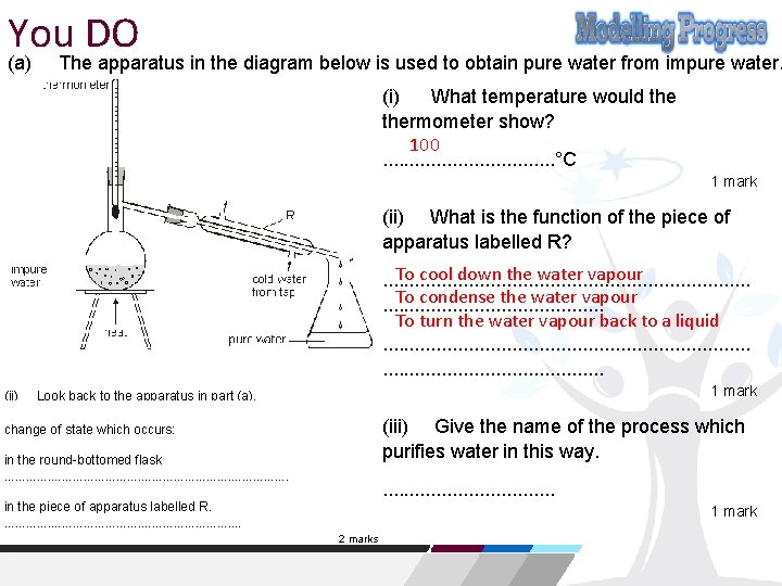 You DO (a) The apparatus in the diagram below is used to obtain pure