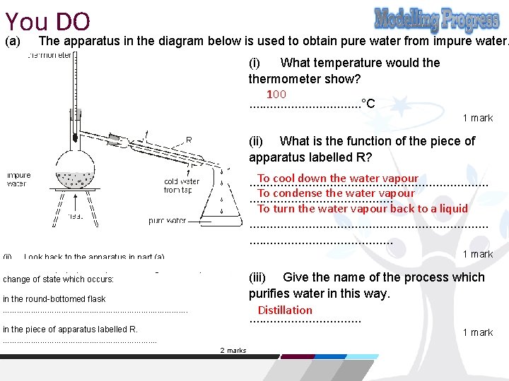 You DO (a) The apparatus in the diagram below is used to obtain pure