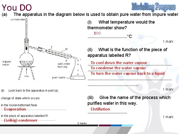 You DO (a) The apparatus in the diagram below is used to obtain pure