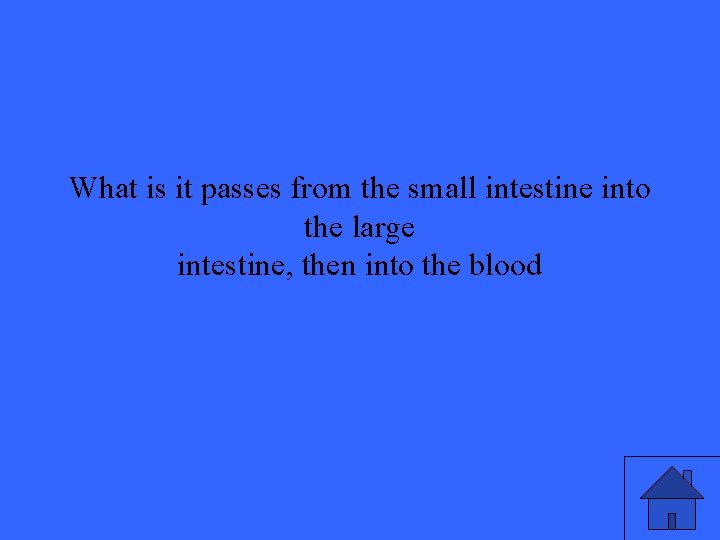 What is it passes from the small intestine into the large intestine, then into