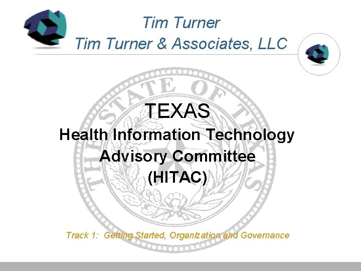 Tim Turner & Associates, LLC TEXAS Health Information Technology Advisory Committee (HITAC) Track 1: