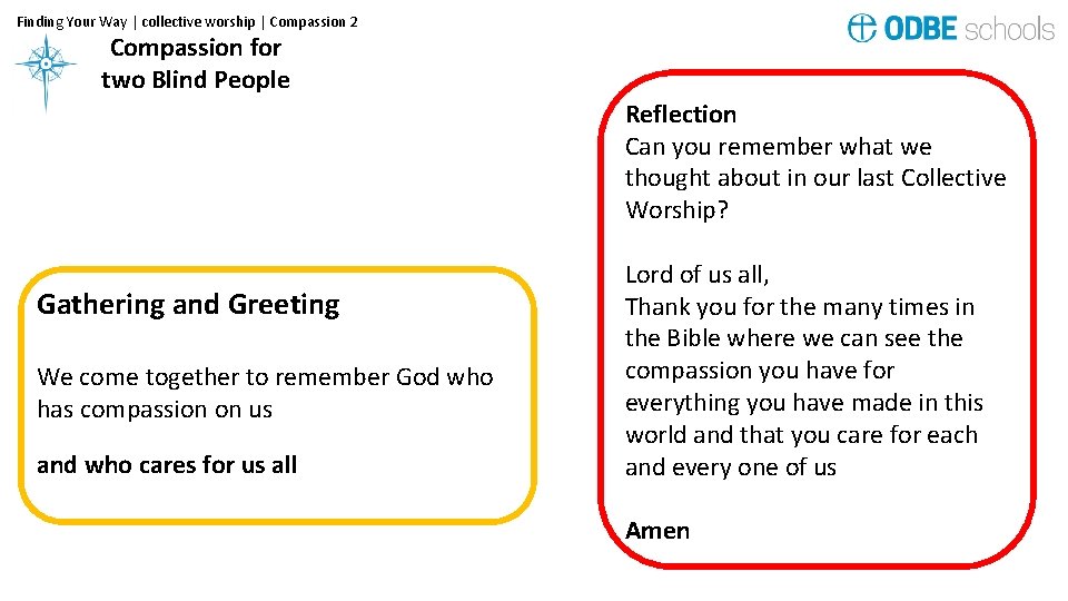 Finding Your Way | collective worship | Compassion 2 Compassion for two Blind People Finding Your Way | collective worship | Compassion 2 Compassion for two Blind People