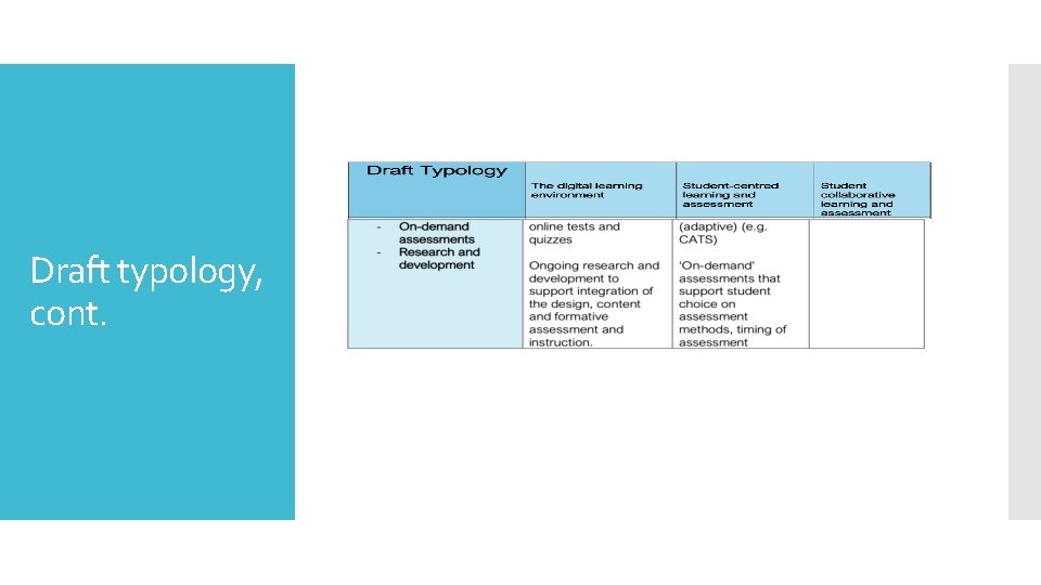 Draft typology, cont. 