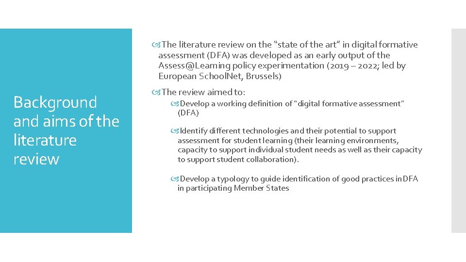  The literature review on the “state of the art” in digital formative assessment