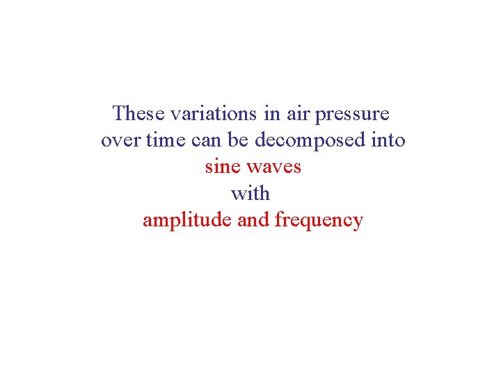 These variations in air pressure over time can be decomposed into sine waves with