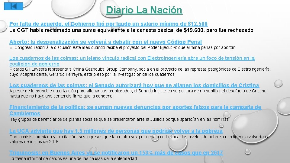 Diario La Nación Por falta de acuerdo, el Gobierno fijó por laudo un salario