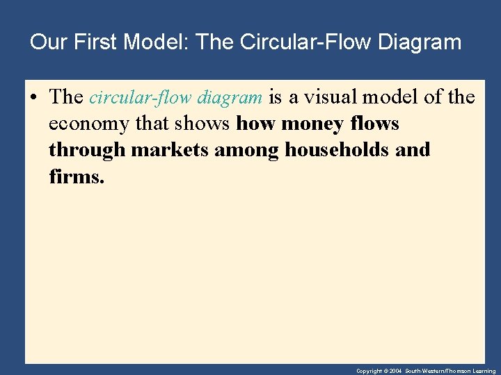 Our First Model: The Circular-Flow Diagram • The circular-flow diagram is a visual model