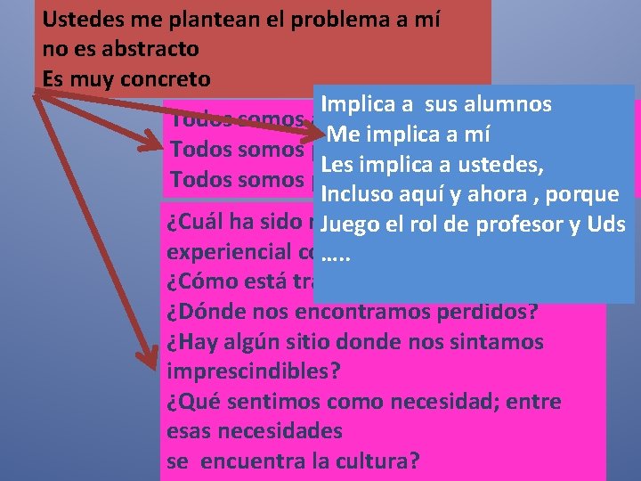 Ustedes me plantean el problema a mí no es abstracto Es muy concreto Implica