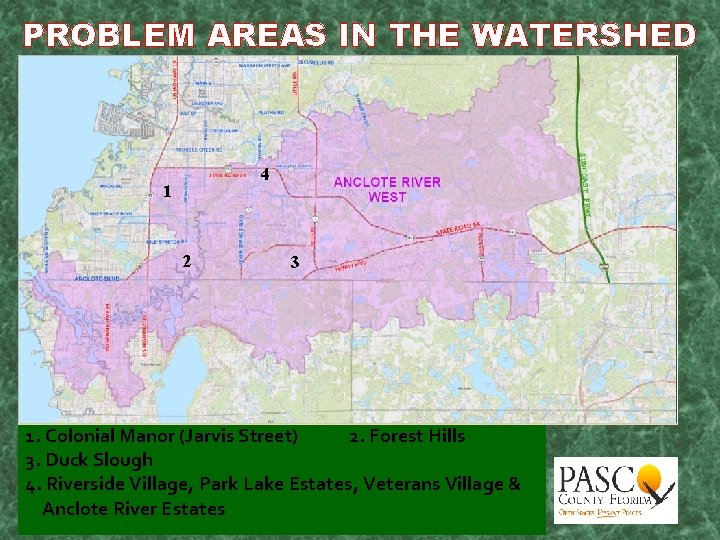 PROBLEM AREAS IN THE WATERSHED 4 1 2 3 1. Colonial Manor (Jarvis Street)