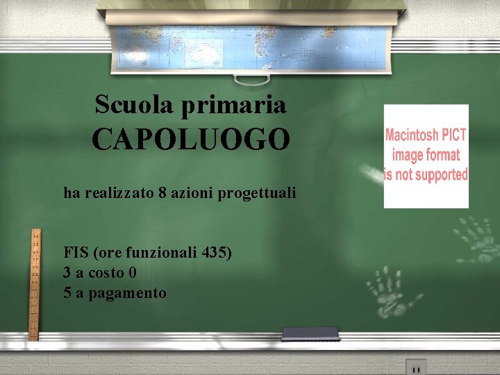 Scuola primaria CAPOLUOGO ha realizzato 8 azioni progettuali FIS (ore funzionali 435) 3 a