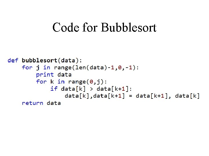 Code for Bubblesort 