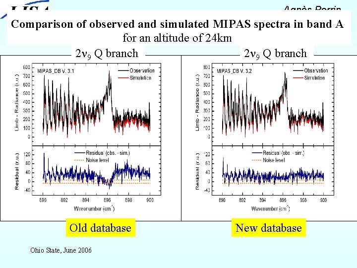 Agnès Perrin Comparison of observed and simulated MIPAS spectra in band A for an