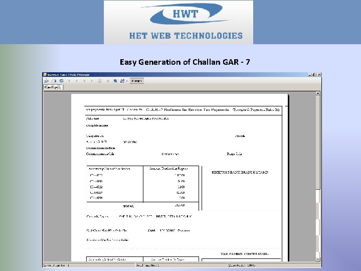 Easy Generation of Challan GAR - 7 