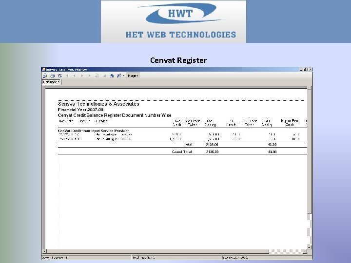 Cenvat Register 