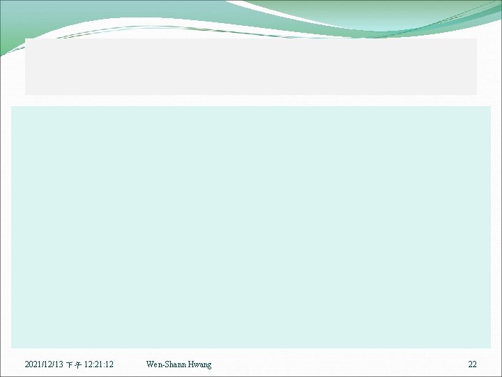 2021/12/13 下午 12: 21: 12 Wen-Shann Hwang 22 