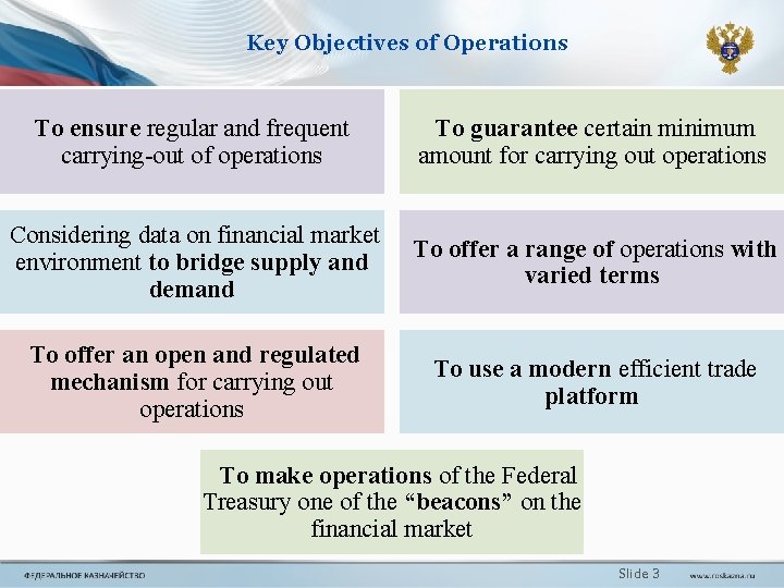 Key Objectives of Operations To ensure regular and frequent carrying-out of operations To guarantee Key Objectives of Operations To ensure regular and frequent carrying-out of operations To guarantee