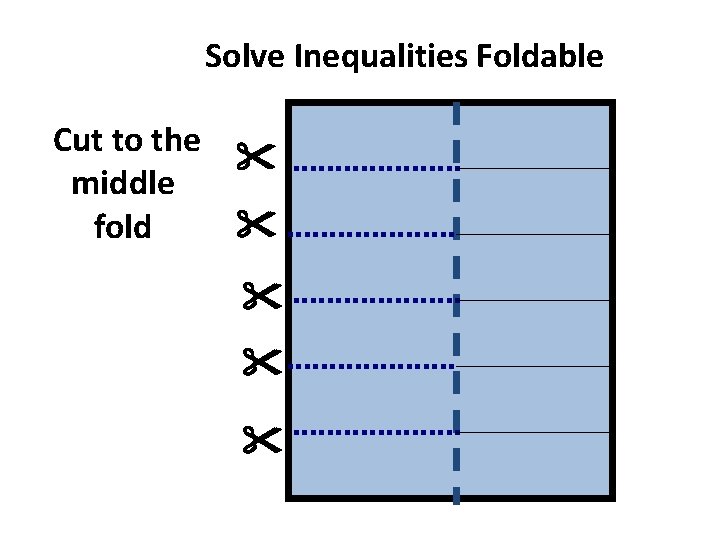 Solve Inequalities Foldable Cut to the middle fold 