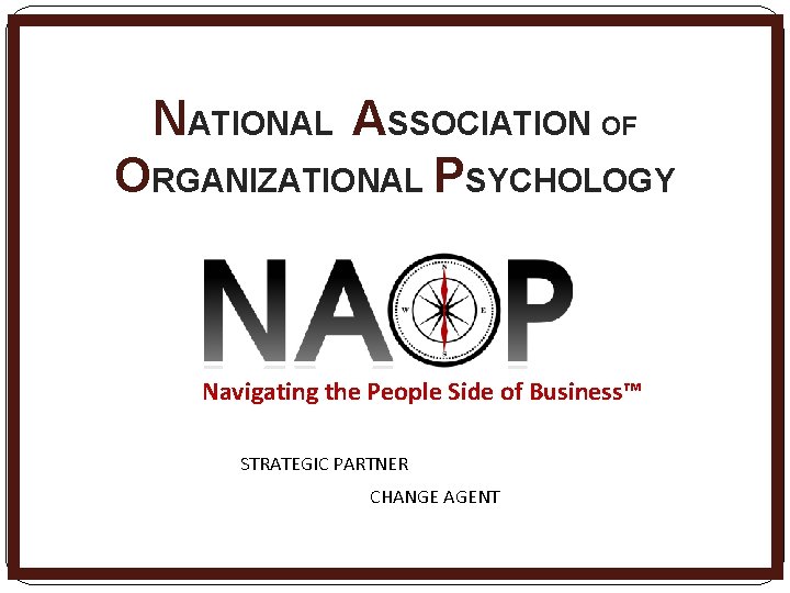 NATIONAL ASSOCIATION OF ORGANIZATIONAL PSYCHOLOGY Navigating the People Side of Business™ STRATEGIC PARTNER CHANGE