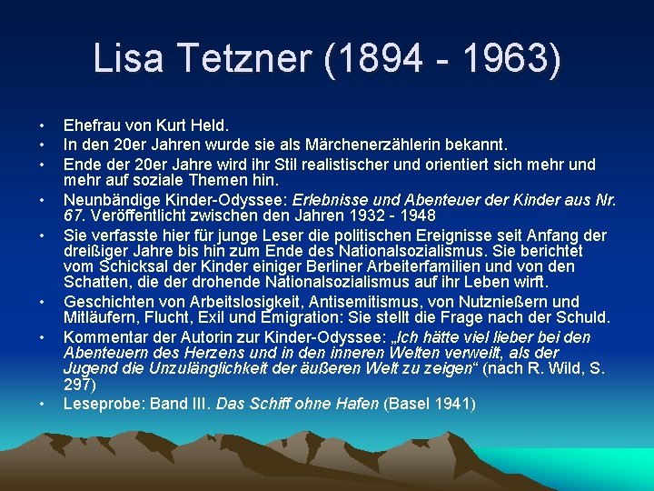 Lisa Tetzner (1894 - 1963) • • Ehefrau von Kurt Held. In den 20